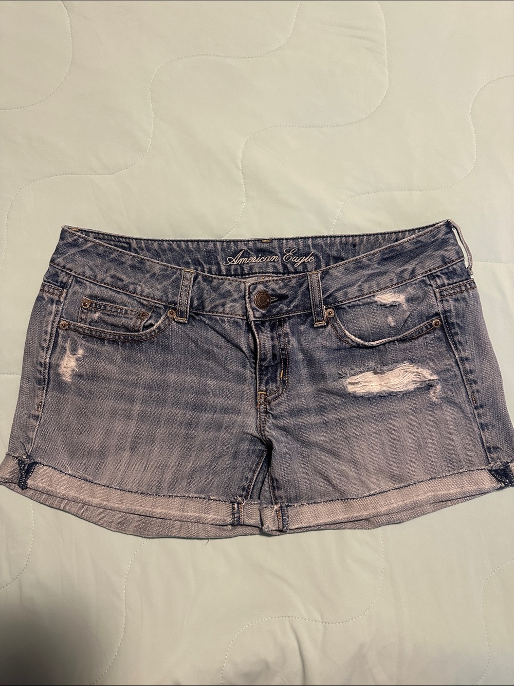 American Eagle Outfitters Light Blue Distressed Denim Cutoff Shorts